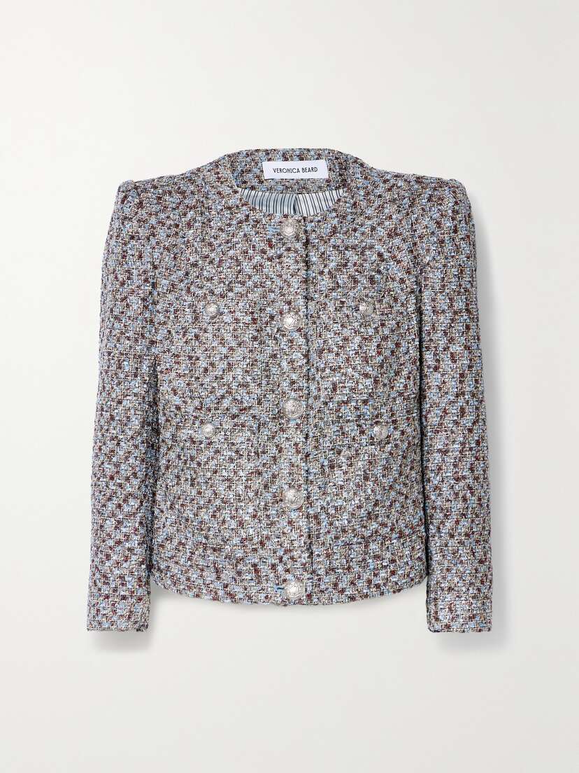 Veronica Beard Ferazia Metallic Button-embellished Tweed Jacket