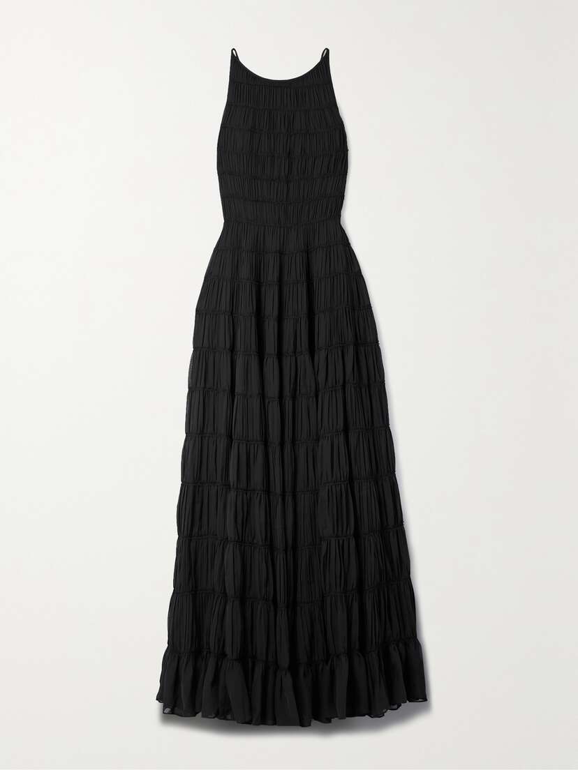 Aje Rosewood Tiered Shirred Chiffon Gown