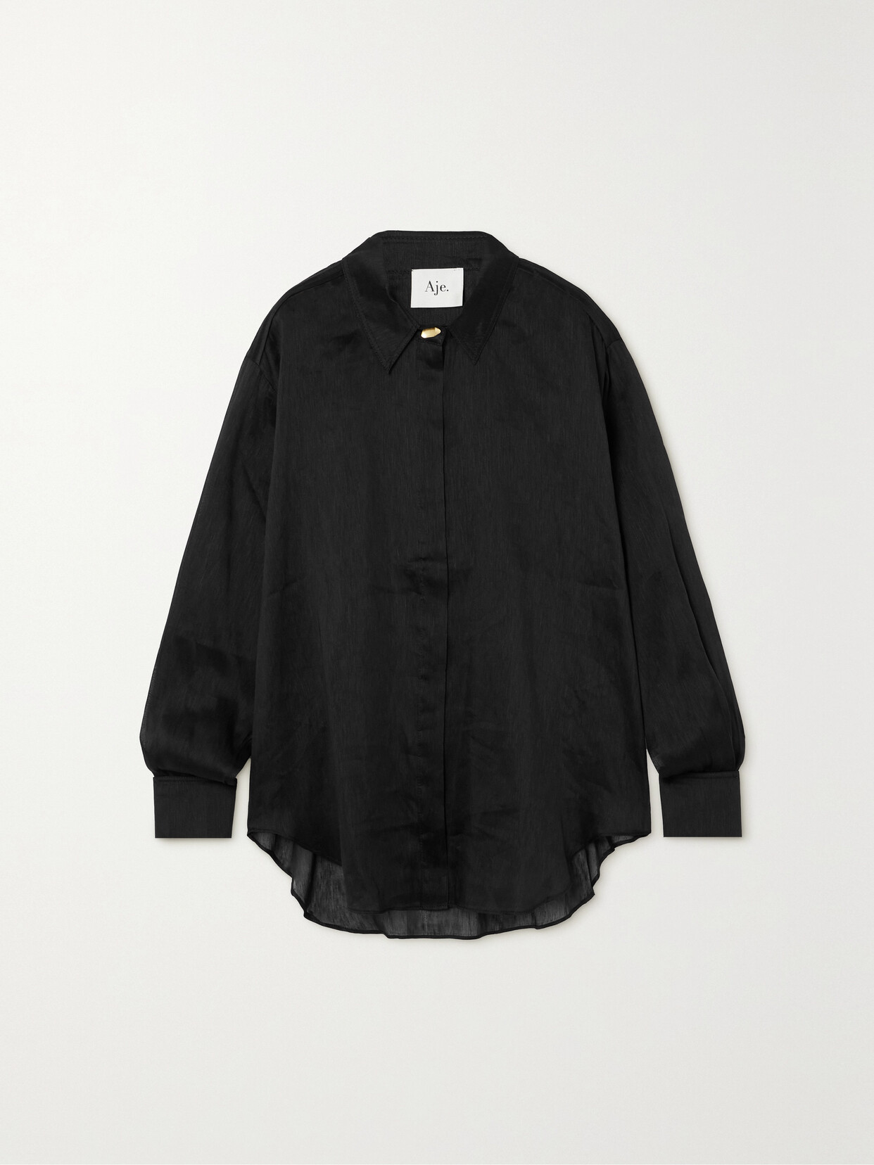 Aje Intuition Oversized Linen And Silk-blend Organza Shirt In Black