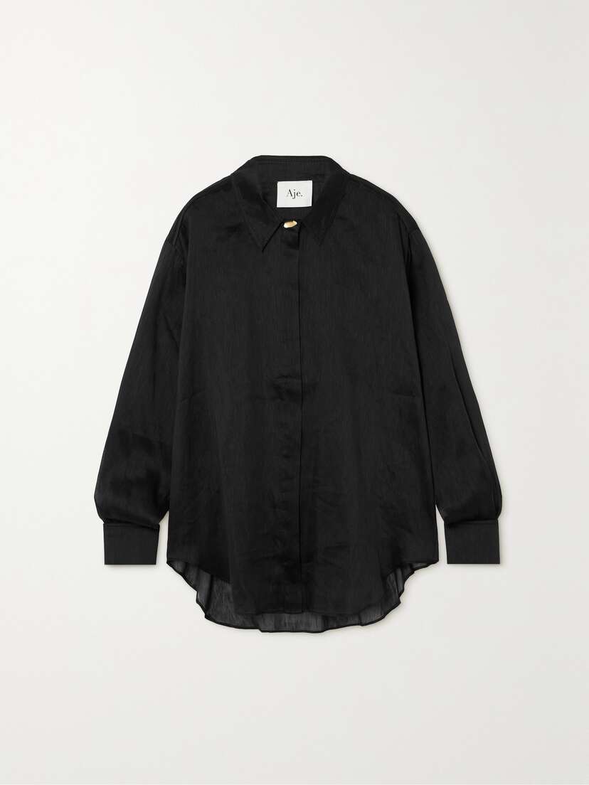 Aje Intuition Oversized Linen And Silk-blend Organza Shirt - UK 16