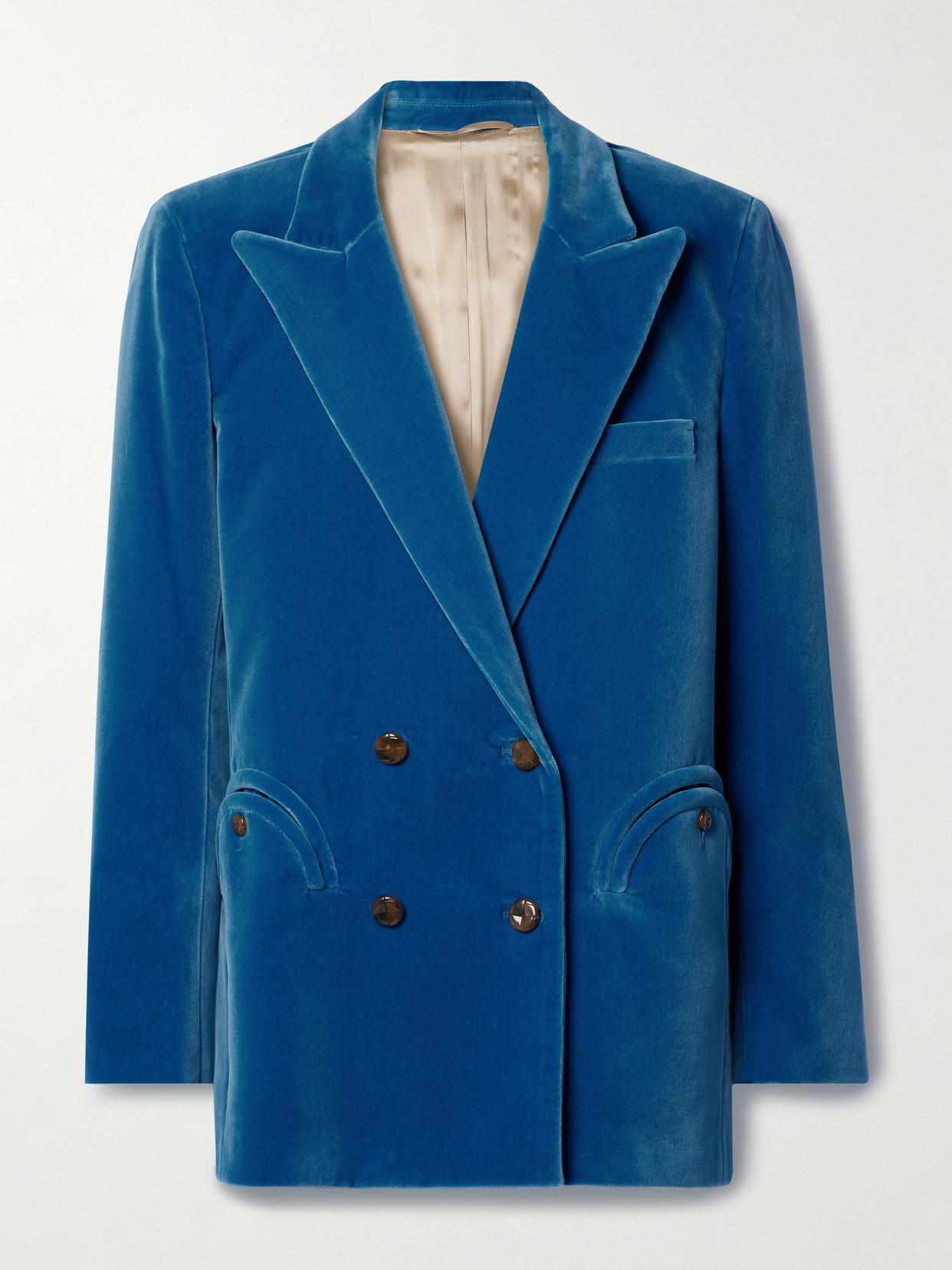 Blazé Milano Everynight Double-breasted Cotton-velvet Blazer In Blue