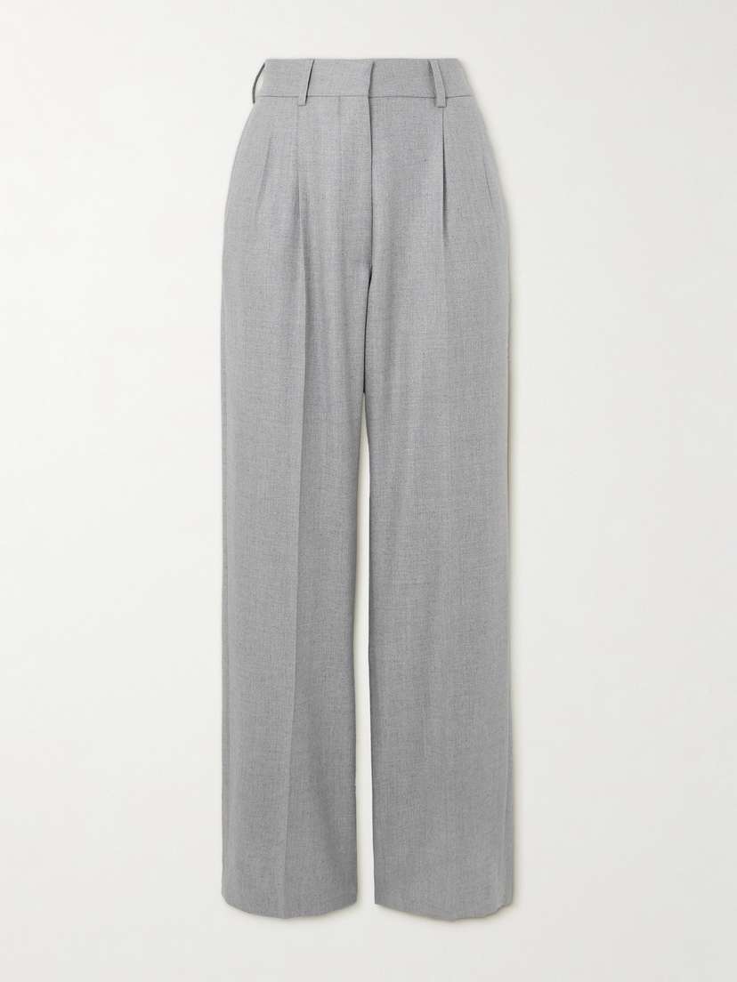 Blazé Milano Alithia Pleated Silk And Wool-blend Straight-leg Pants