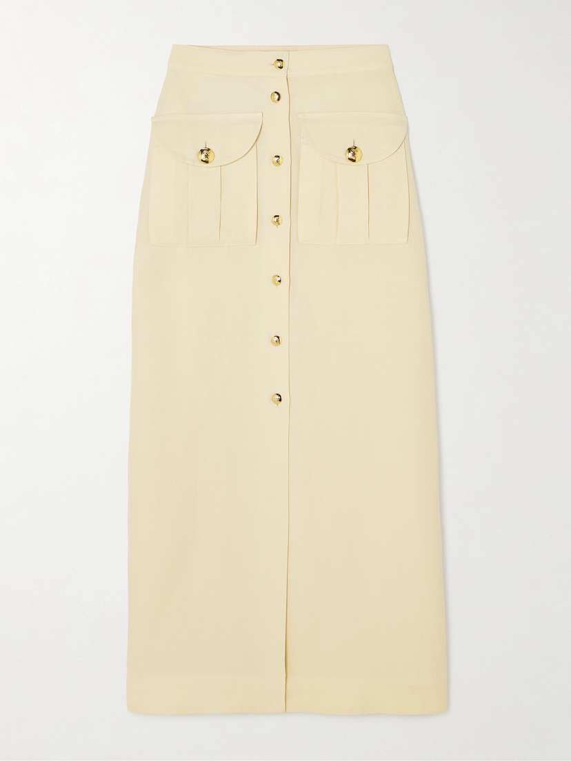 Blazé Milano Appaloosa Linen And Silk-blend Twill Midi Skirt