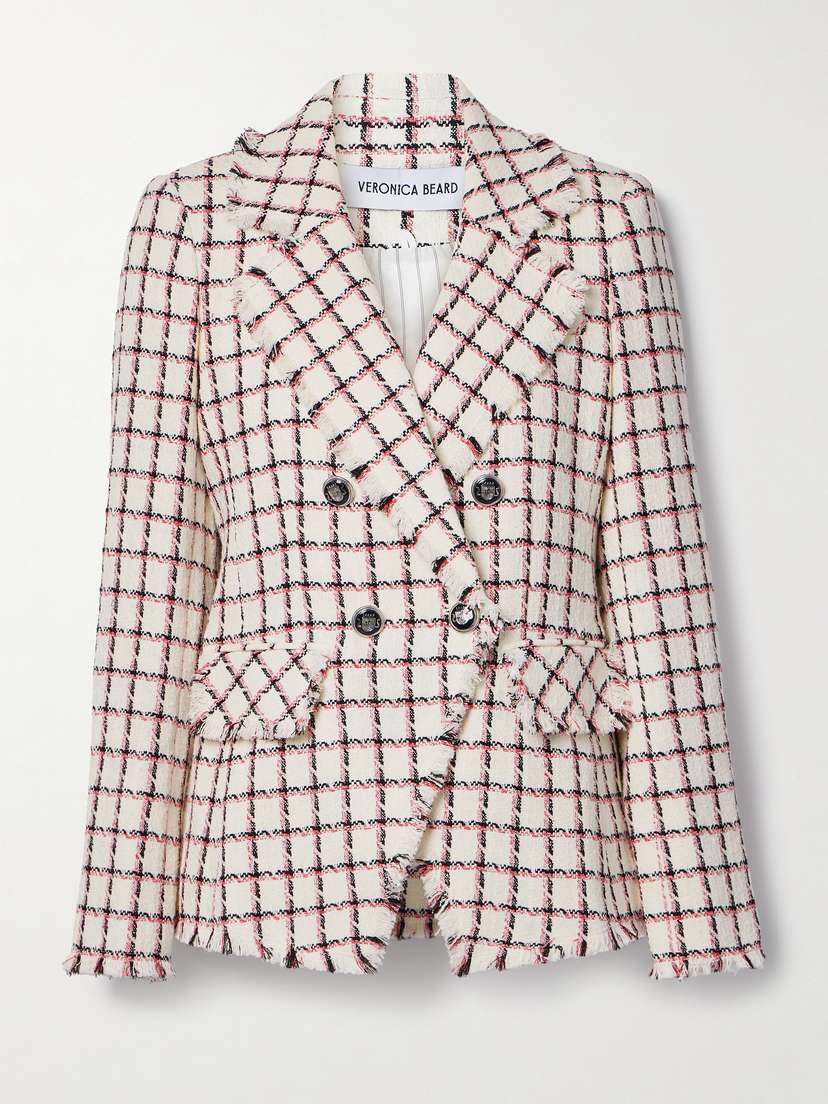 Veronica Beard Taja Double-breasted Checked Cotton-blend Tweed Blazer