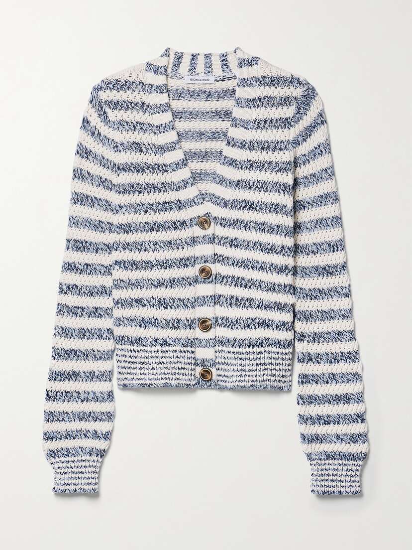 Veronica Beard Artura Striped Knitted Cardigan - x large