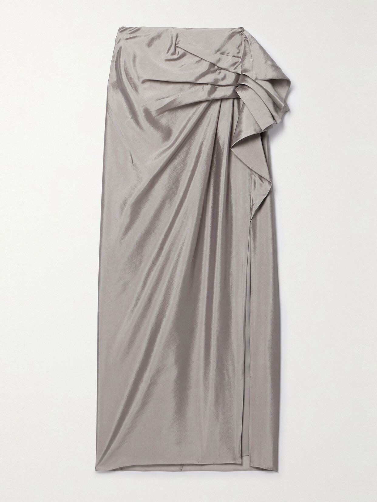 Aje Immersion Draped Silk-blend Maxi Skirt In Gray