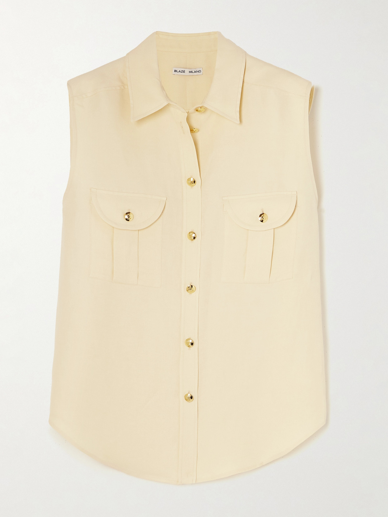 Blazé Milano Pekin Linen And Silk-blend Twill Vest In Cream