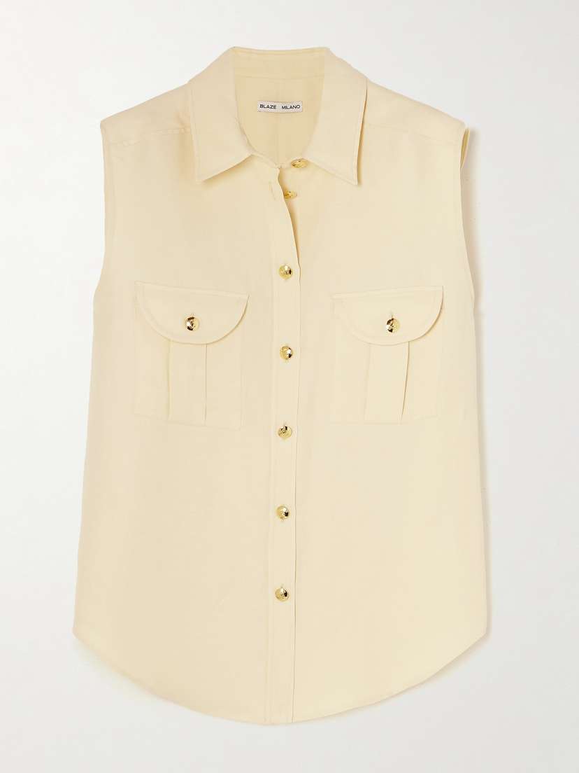 Blazé Milano Pekin Linen And Silk-blend Twill Vest