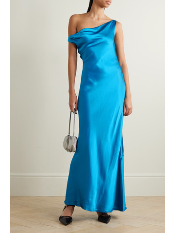 Staud Ashanti one-shoulder draped satin gown