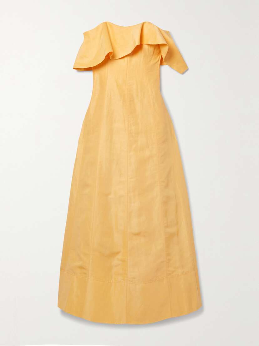 Aje Shallows Strapless Linen-blend Gown