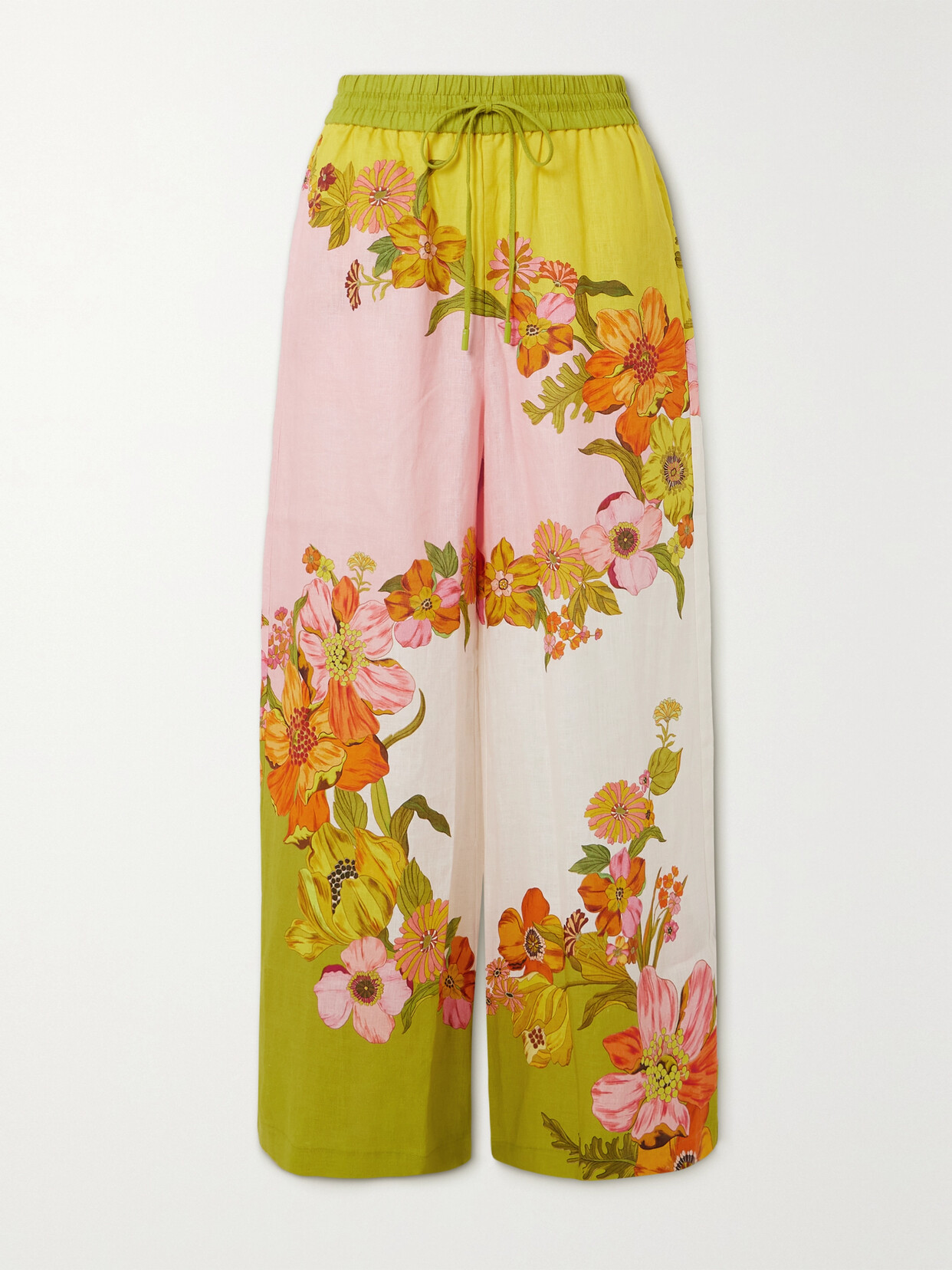 ALEMAIS Silas Floral-print Linen Wide-leg Pants - Multi