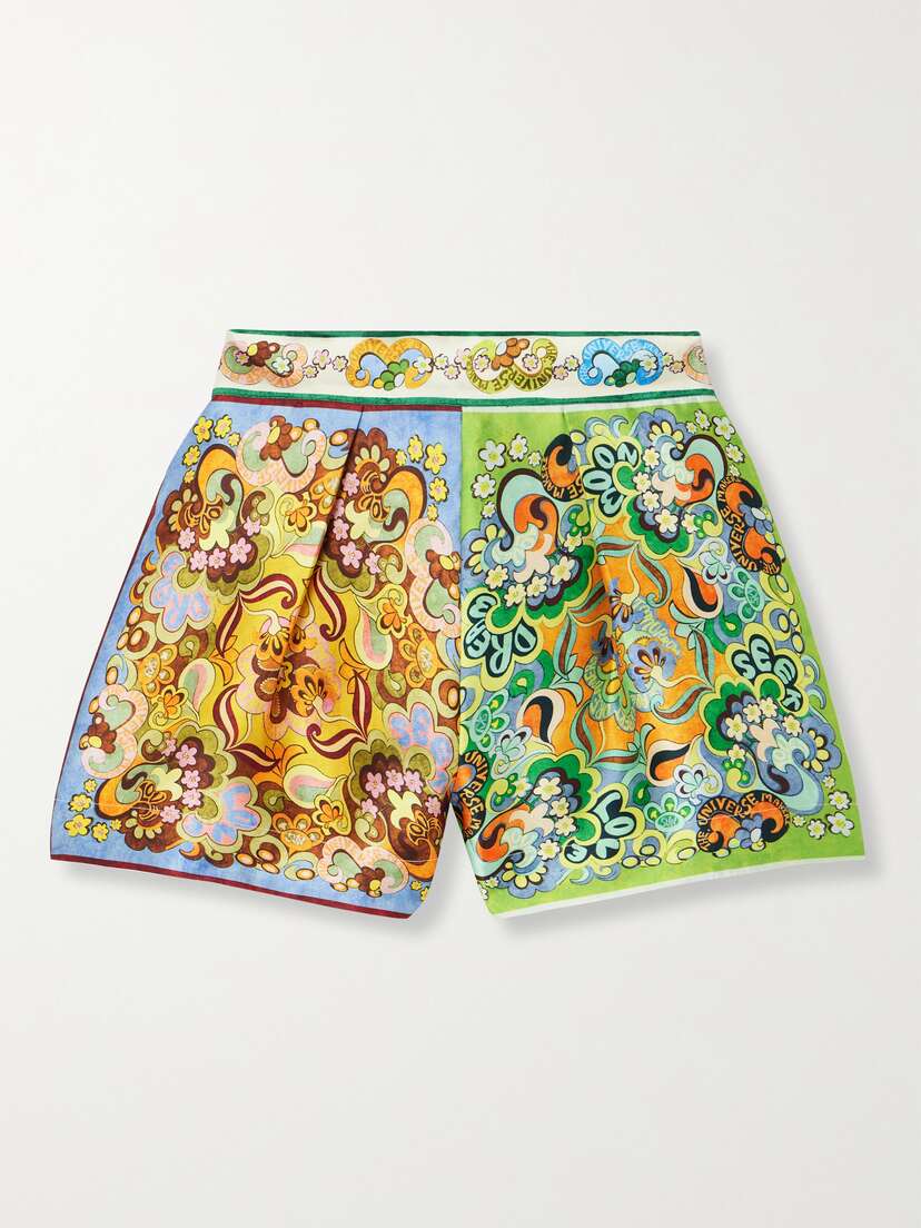 ALEMAIS + Net Sustain Dreamer Pleated Printed Recycled-twill Shorts - UK 16