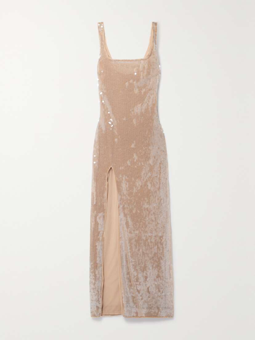 Staud Le Sable Sequined Tulle Maxi Dress