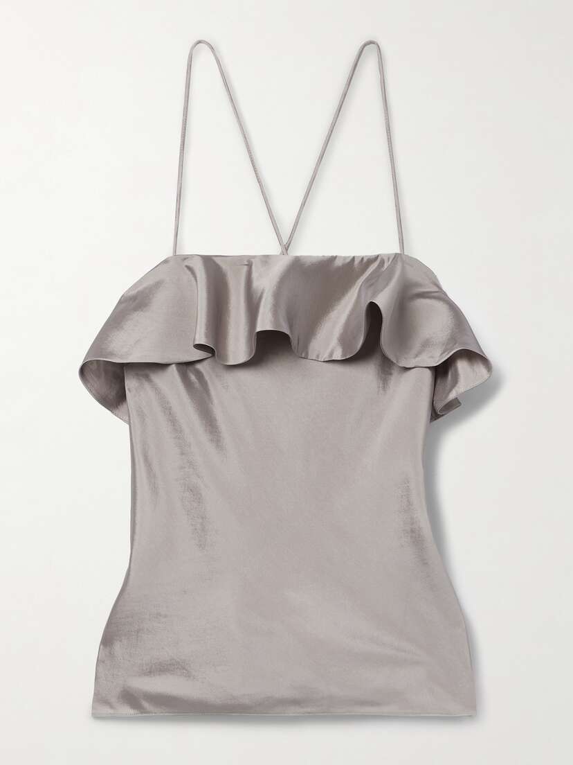 Aje Immersion Ruffled Silk-blend Satin Camisole