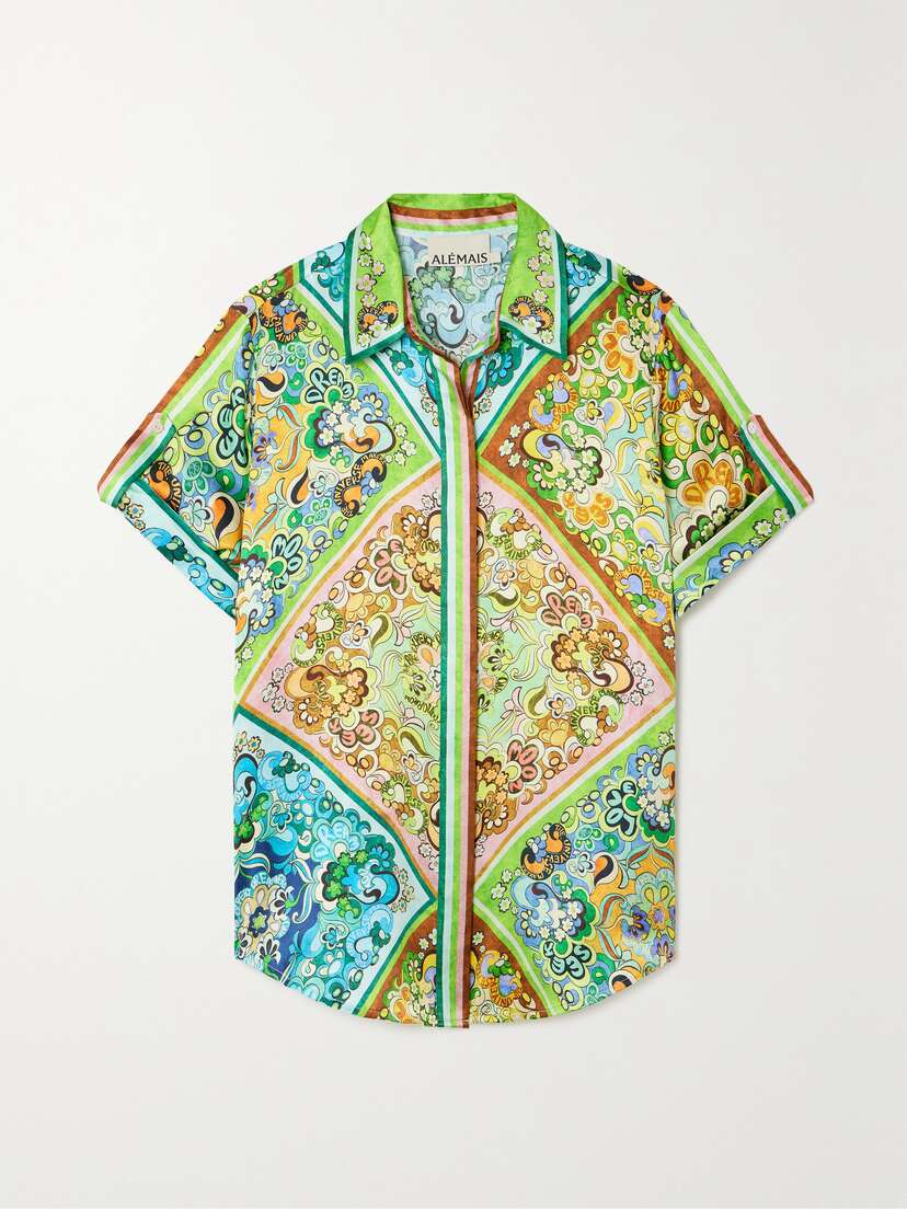ALEMAIS Dreamer Printed Silk-satin Shirt