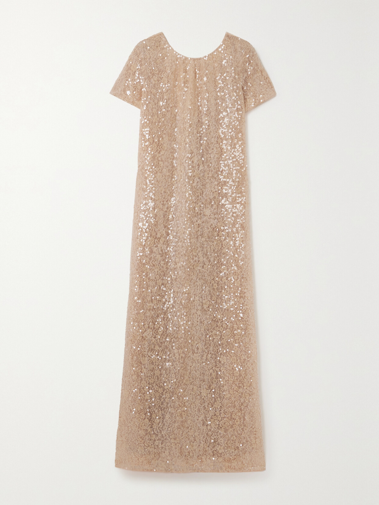 STAUD - Safi Open-back Sequined Lace Maxi Dress - Neutrals