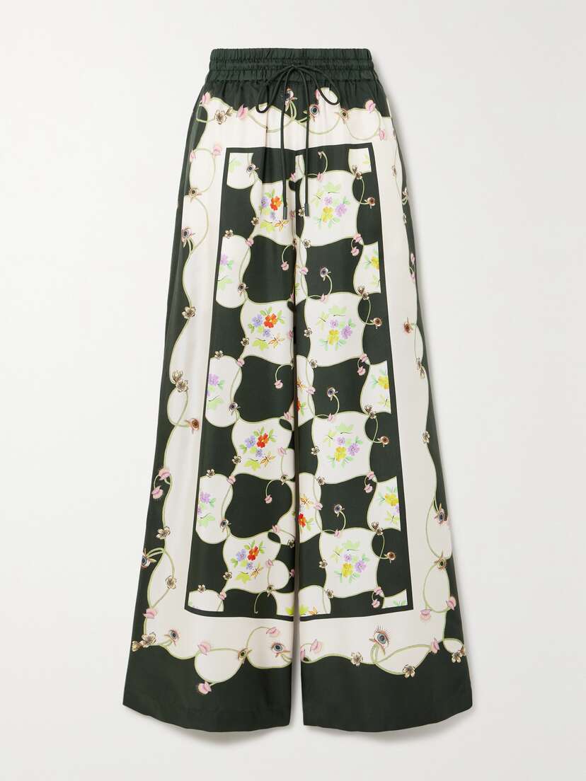 ALEMAIS Venus Printed Silk-twill Wide-leg Pants -  - UK 14