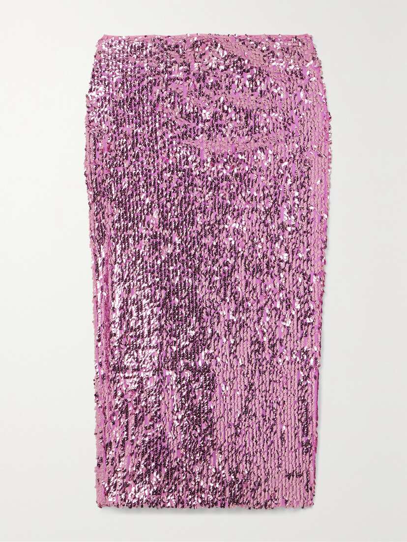 Rotate Birger Christensen + Net Sustain Tasha Sequined Recycled-tulle Midi Skirt