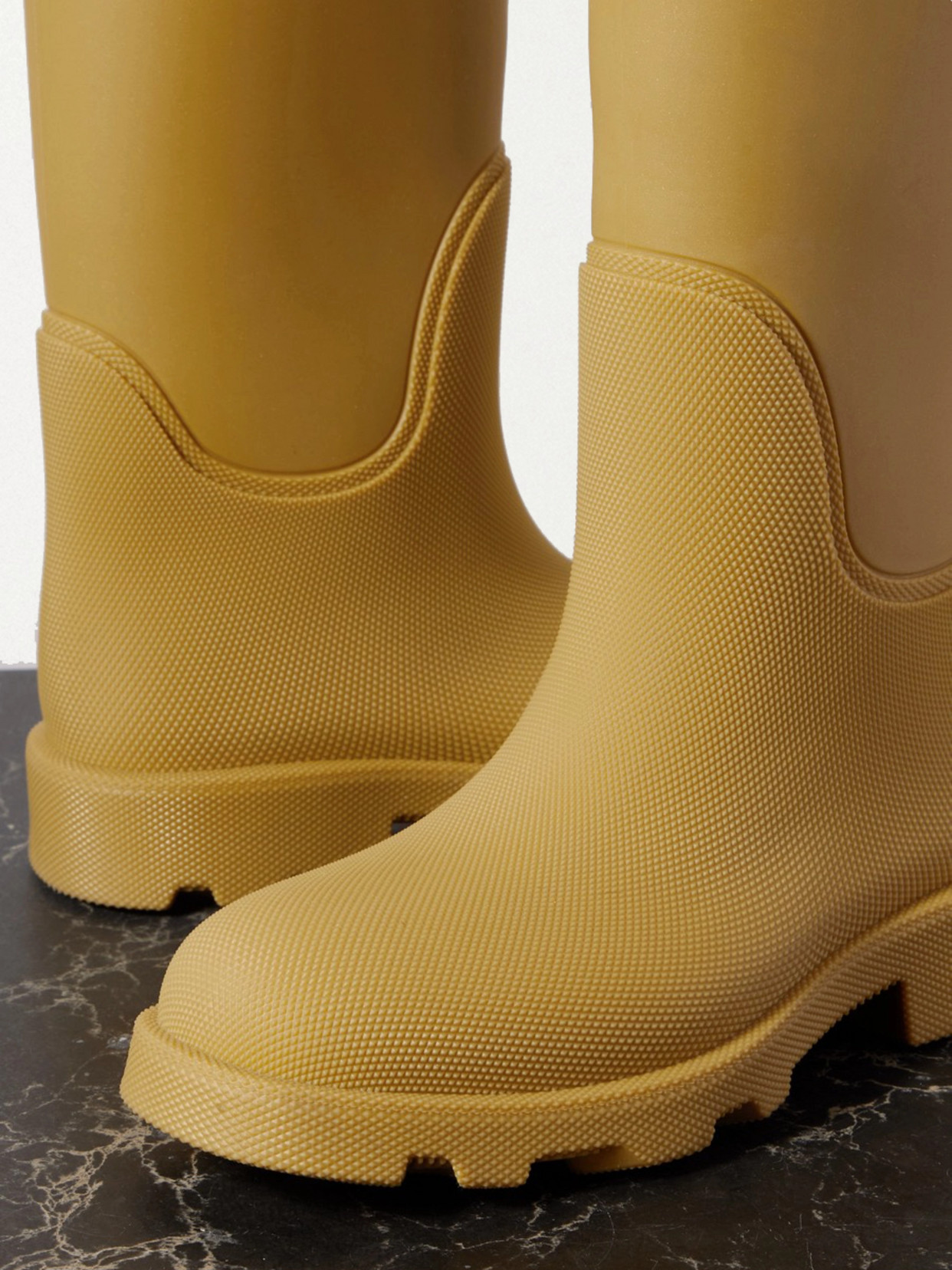 Shop Burberry Rubber Knee Boots In Yellow