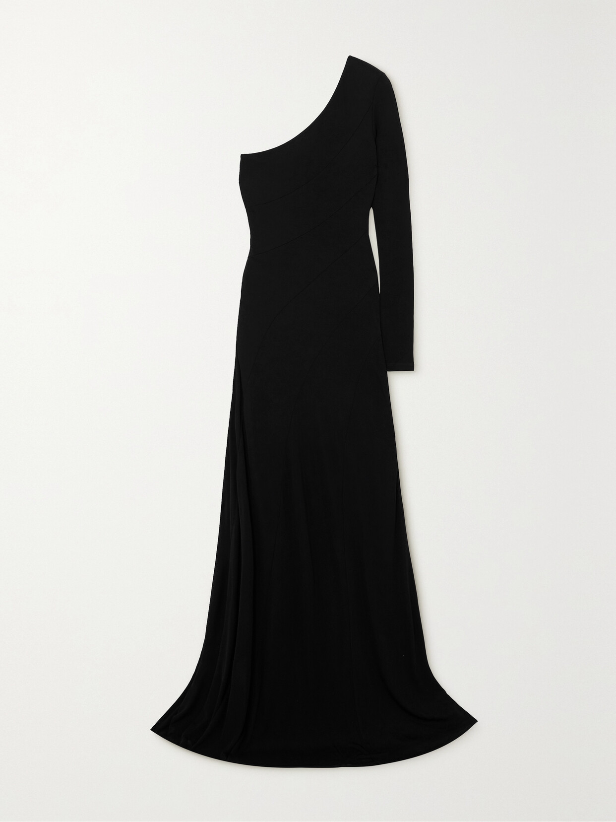 STAUD - Serena One-sleeve Stretch-jersey Gown - Black