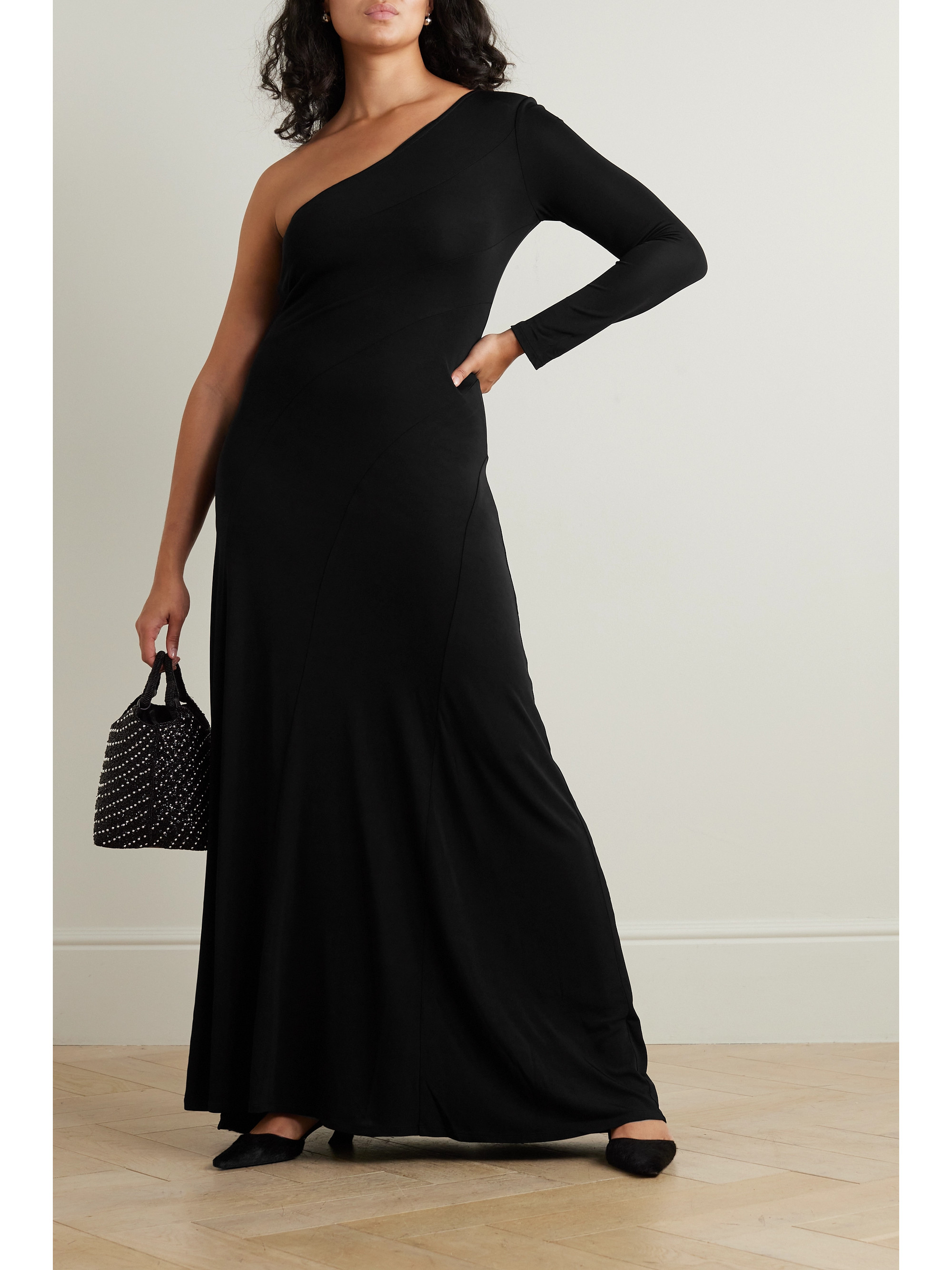 Staud Serena one-sleeve stretch-jersey gown
