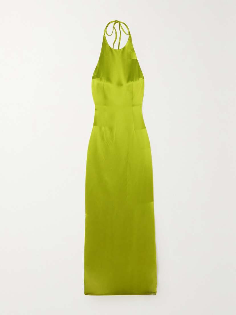 Staud Janet Open-back Satin Halterneck Maxi Dress