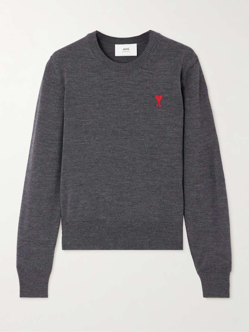 AMI PARIS + Net Sustain Adc Embroidered Merino Wool Sweater - x large