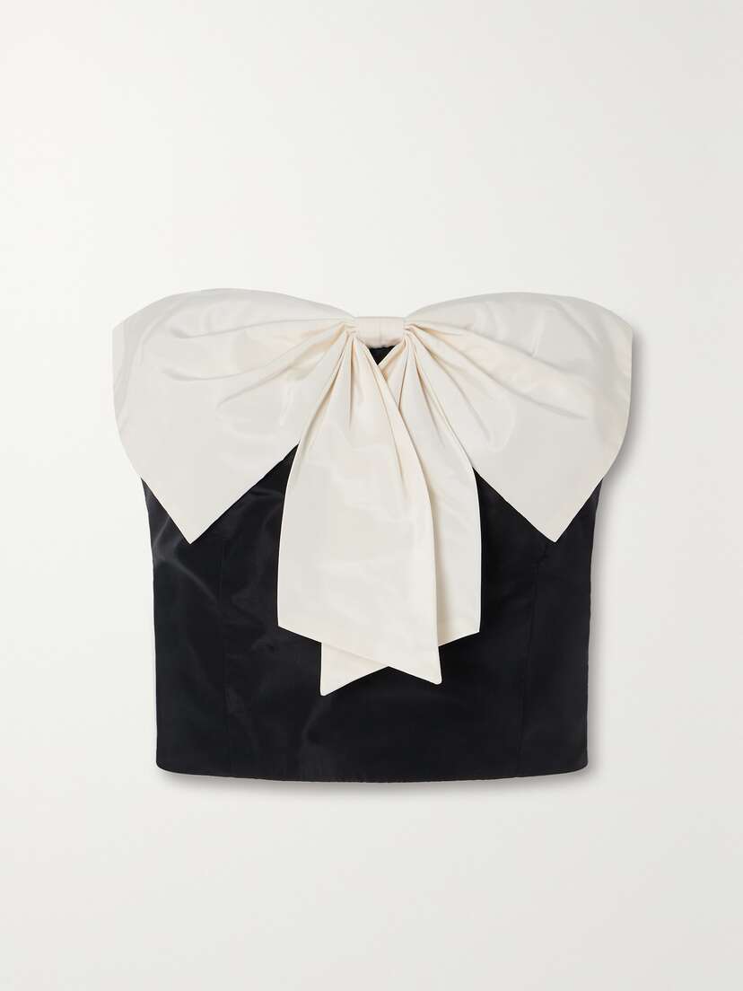 Staud Atticus Strapless Bow-embellished Two-tone Satin Top - x large