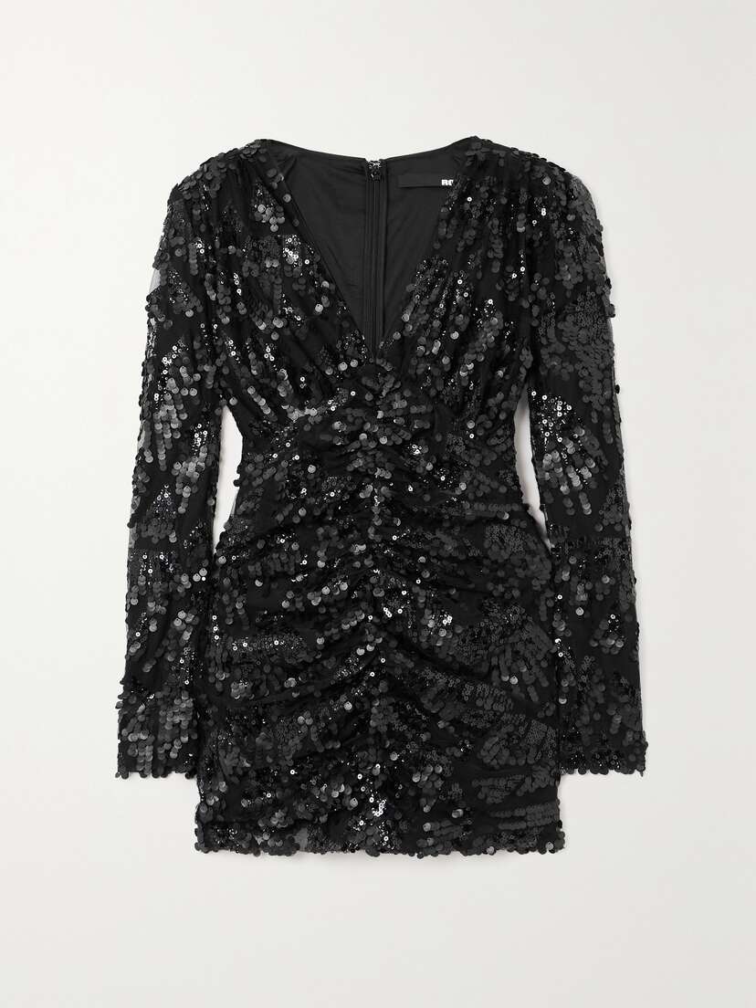 Rotate Birger Christensen Sue Sequin-trimmed Recycled-chiffon Mini Dress