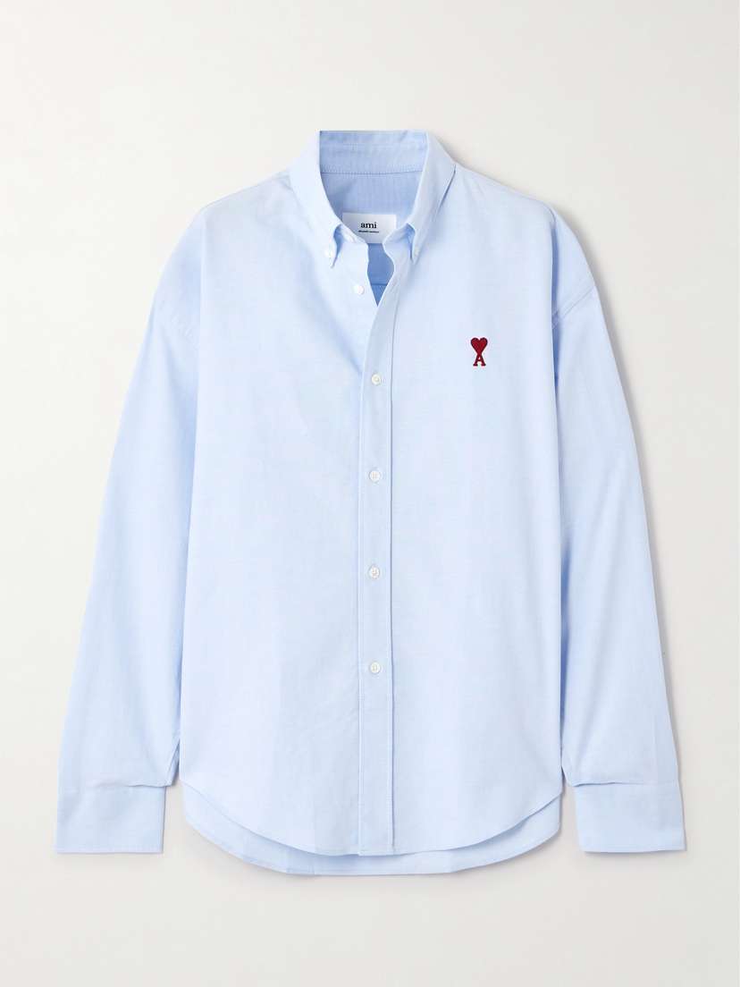 AMI PARIS Embroidered Cotton Oxford Shirt
