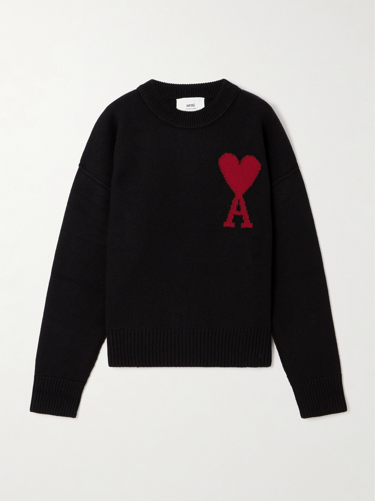 AMI PARIS - + Net Sustain Intarsia Wool Sweater - Black