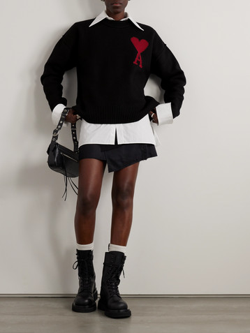 Ami Paris + NET SUSTAIN ADC intarsia wool sweater