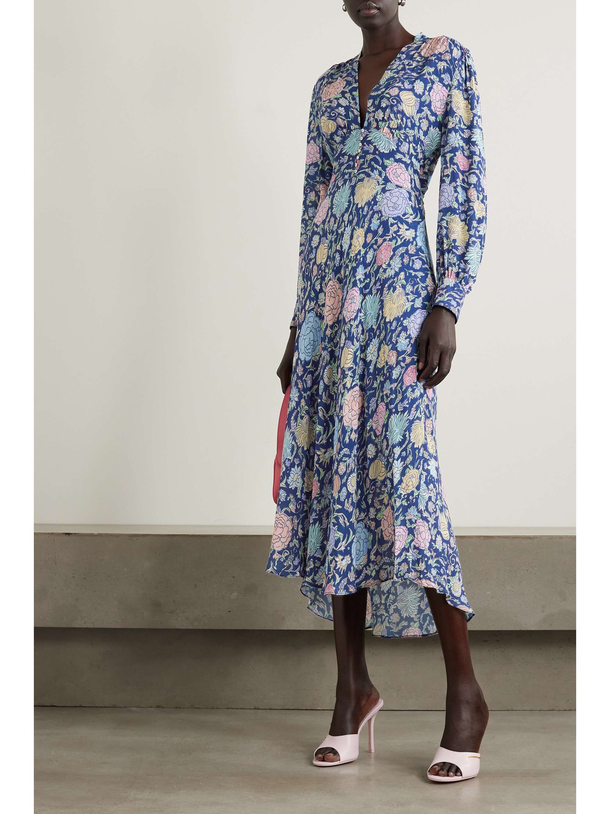 RIXO Trula floral-print crepe de chine midi dress | NET-A-PORTER