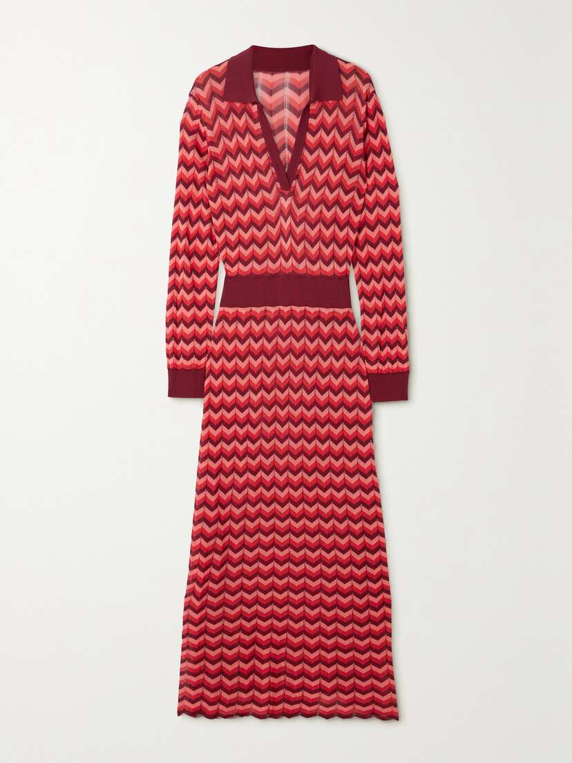 Rixo Annie Striped Jacquard-knit Midi Dress - UK 20