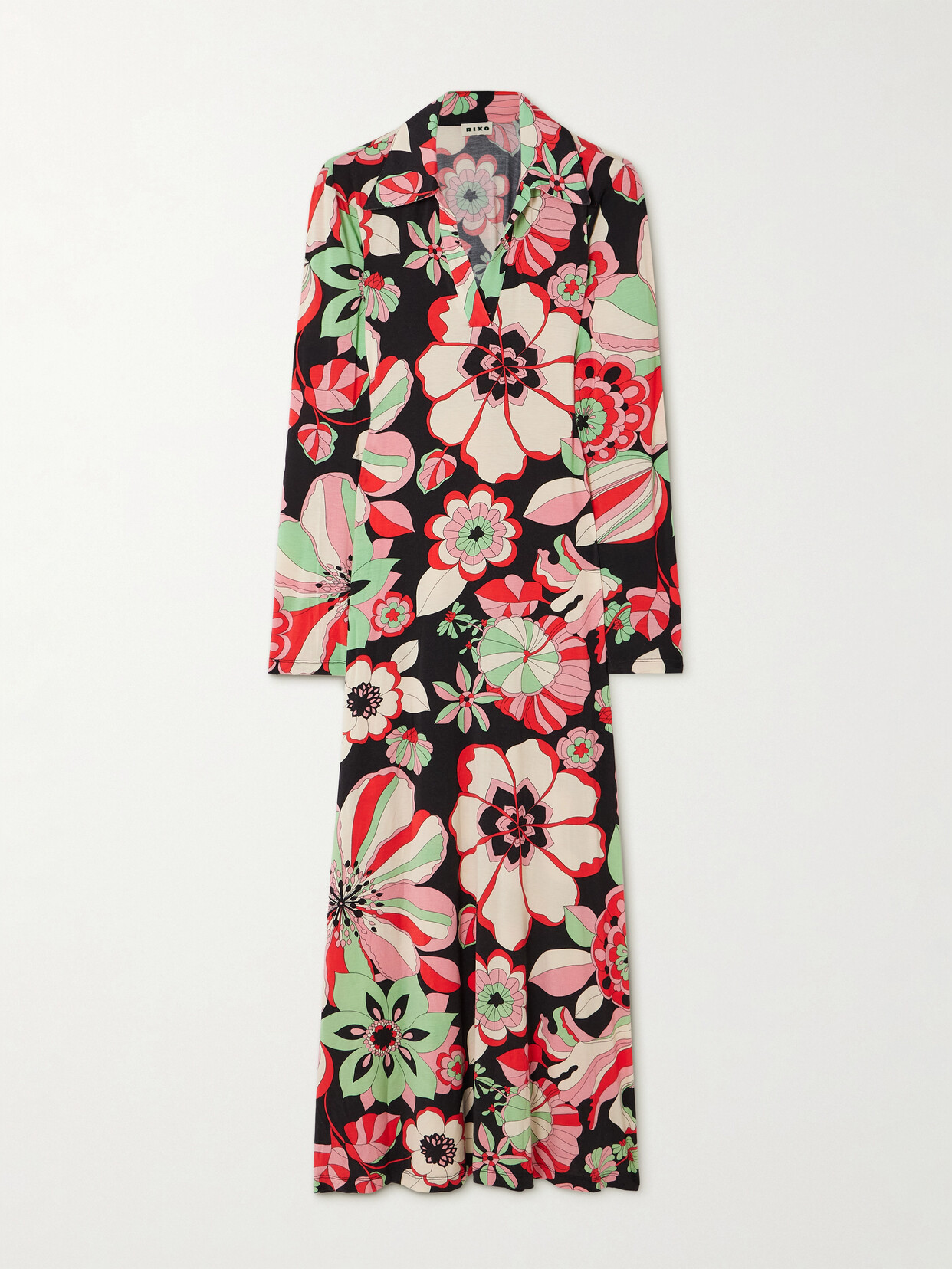 Rixo London Tillie Floral-print Stretch-jersey Midi Dress In Multi