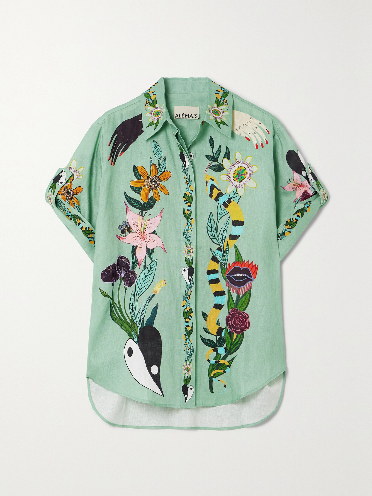 ALEMAIS + Meagan Boyd Meagan Printed Linen Shirt - Green