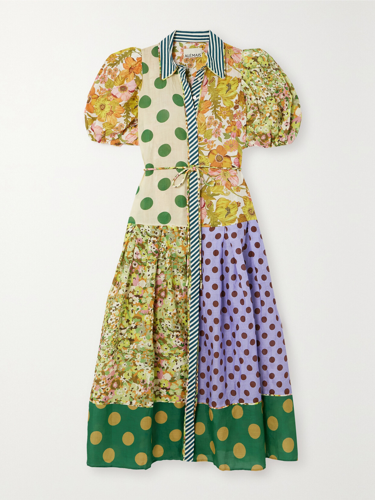 ALEMAIS Finn Belted Printed Ramie Shirt Dress - Multi