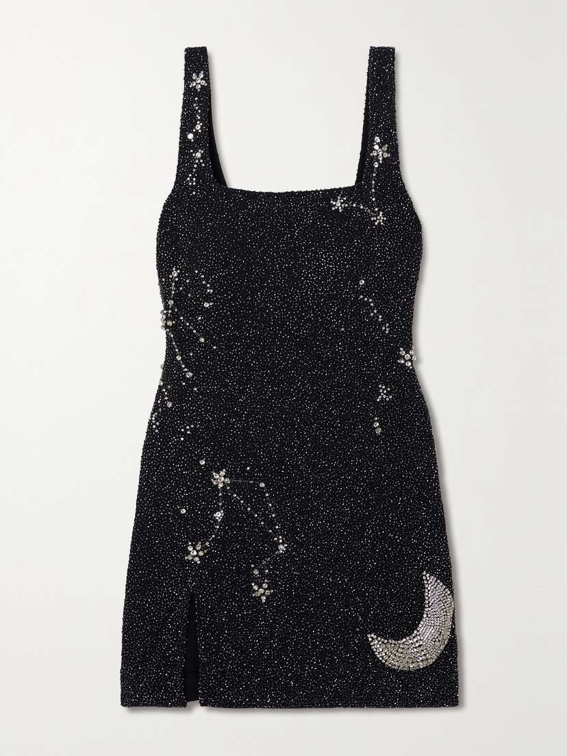 Staud Le Sable Crystal-embellished Beaded Stretch-tulle Mini Dress - x large