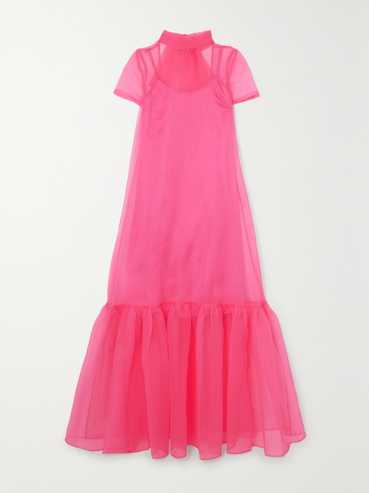 STAUD Calluna Tie-detailed Organza Maxi Dress - Pink