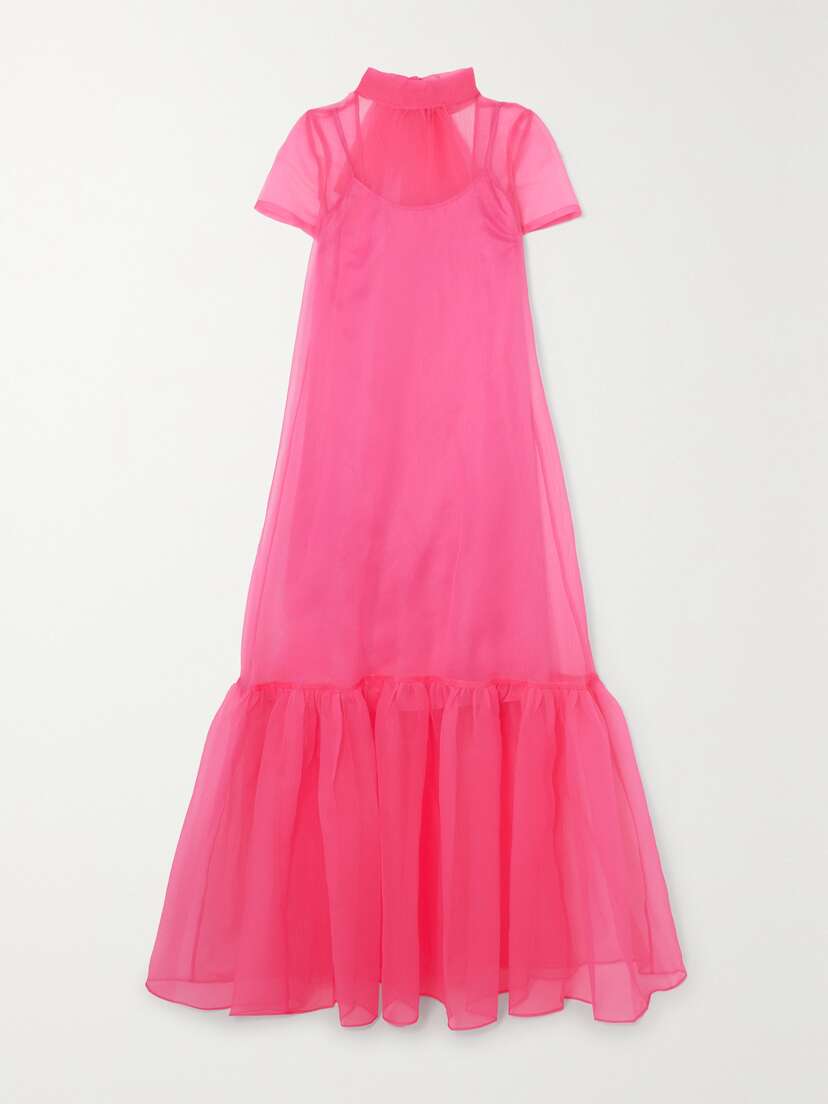 Staud Calluna Tie-detailed Organza Maxi Dress - x large