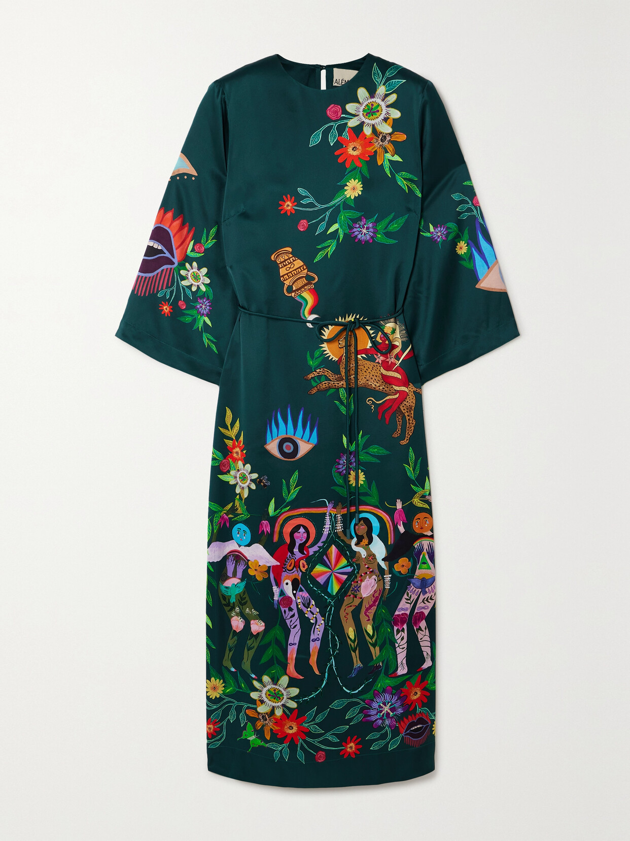 ALEMAIS + Meagan Boyd Agatha Belted Printed Silk-satin Maxi Dress - Blue