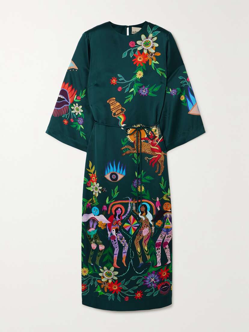 ALEMAIS + Meagan Boyd Agatha Belted Printed Silk-satin Maxi Dress -  - UK 14