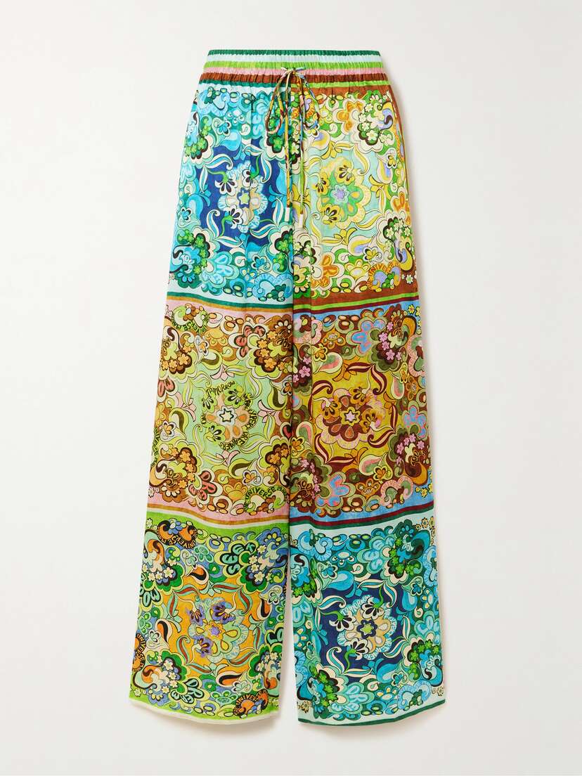 ALEMAIS Dreamer Printed Duchesse Silk-satin Wide-leg Pants - UK 14