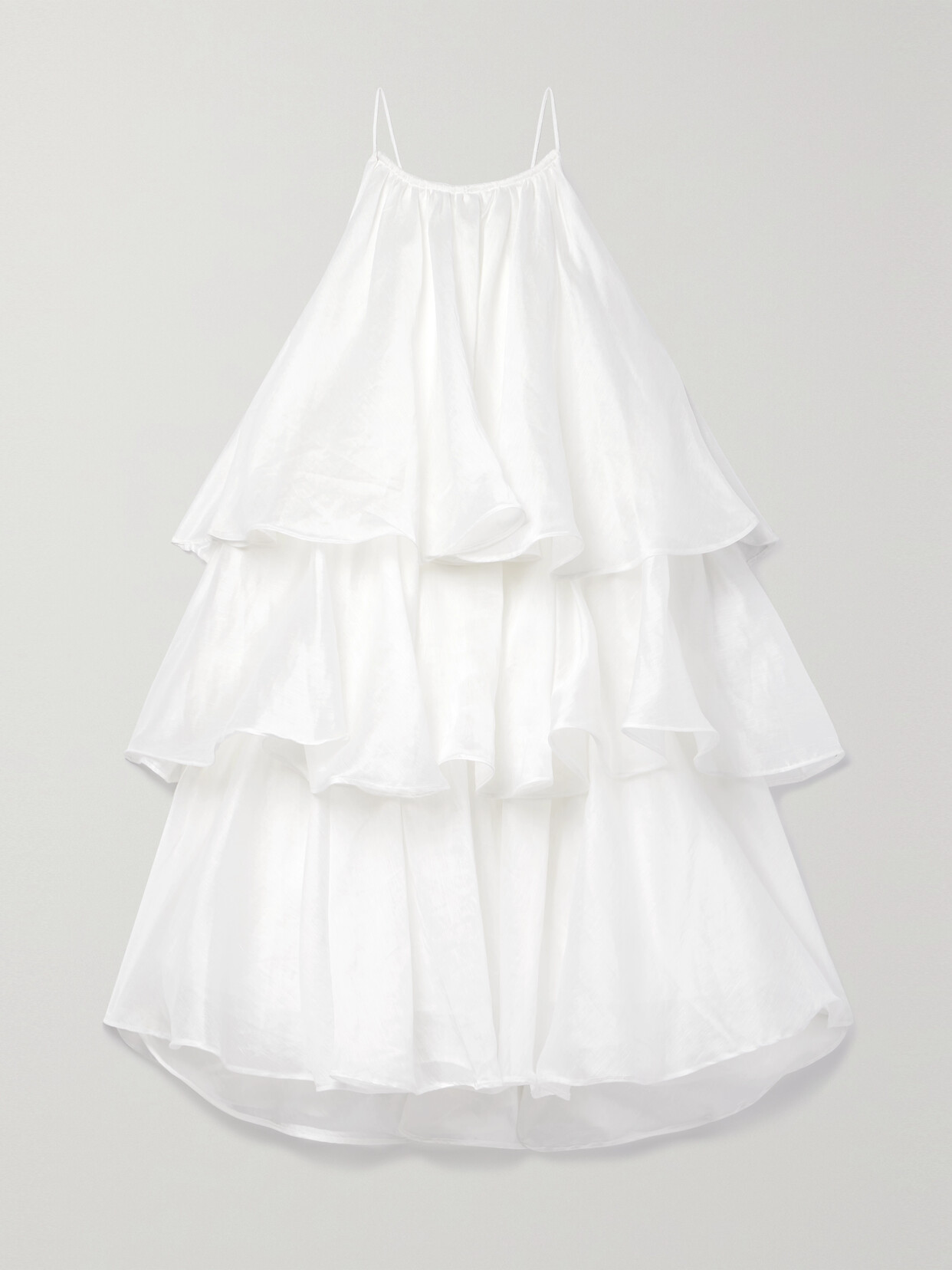 Shop Aje Claudia Tiered Organza Mini Dress In Ivory