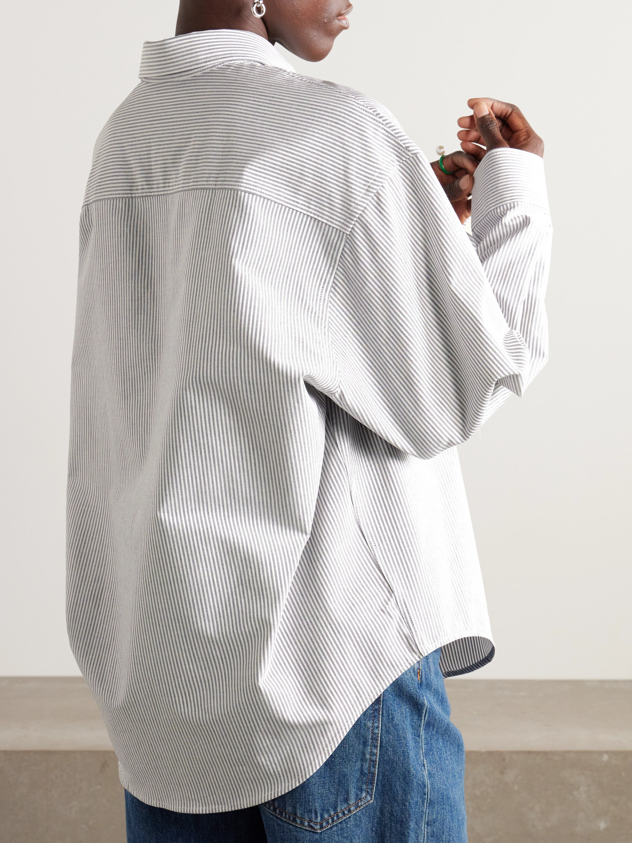 Adc Embroidered Striped Cotton-Poplin Shirt
