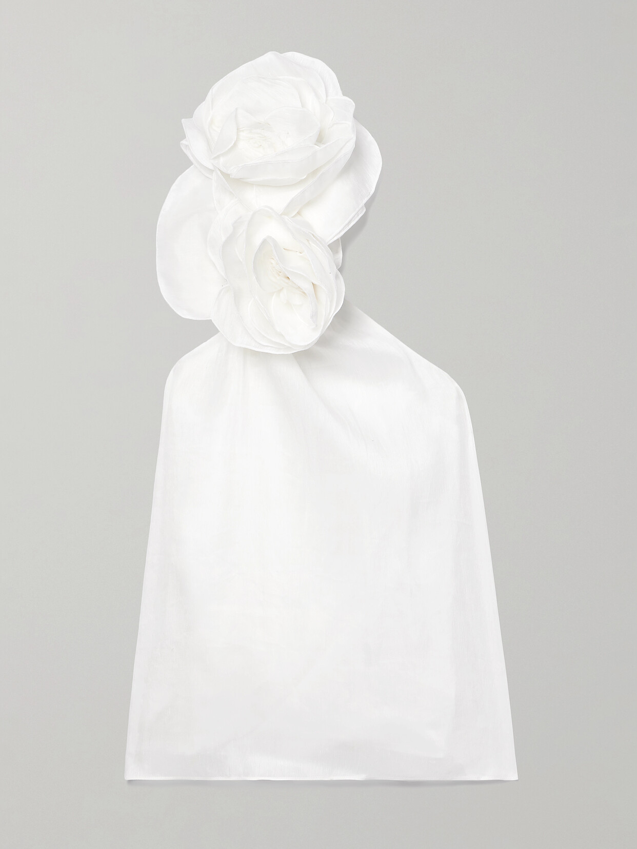 Aje Quintessa One-shoulder Appliquéd Linen And Silk-blend Crepon Top In Ivory