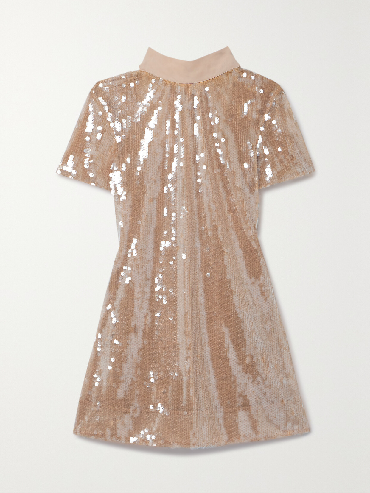 STAUD - Ilana Cotton-blend Faille-trimmed Sequined Tulle Mini Dress - Neutrals