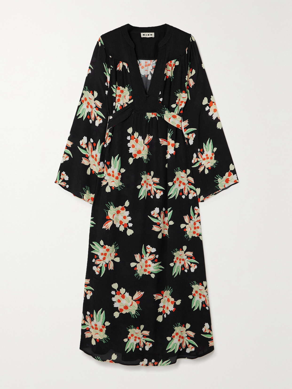 RIXO - Anela Floral-print Crepe Midi Dress - Black