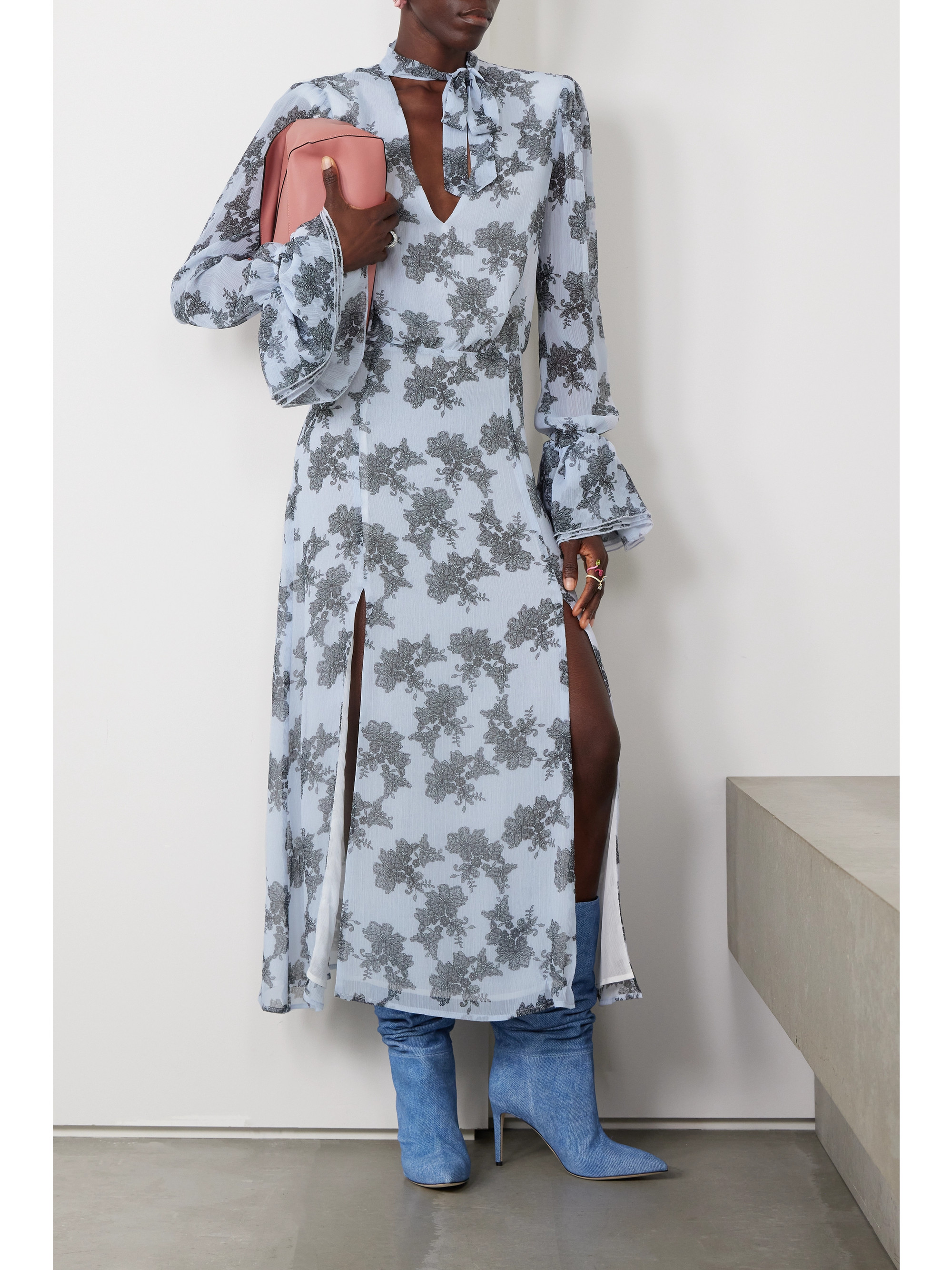 ROTATE Birger Christensen + NET SUSTAIN Ginny floral-print recycled-chiffon midi dress
