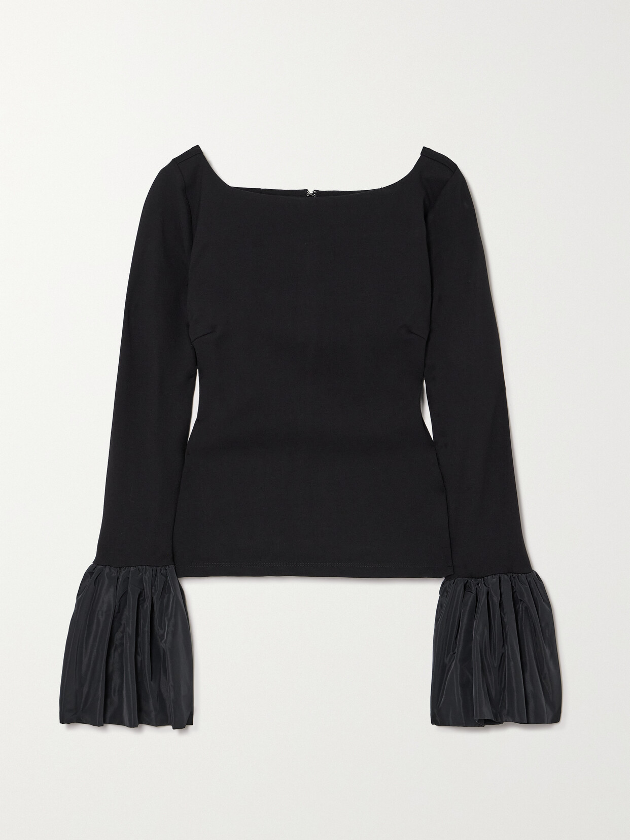 STAUD - Paige Taffeta-trimmed Ponte Top - Black